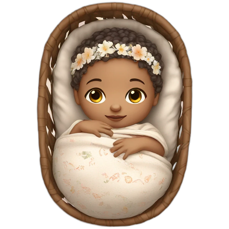 Light skin newborn in boho cradle emoji
