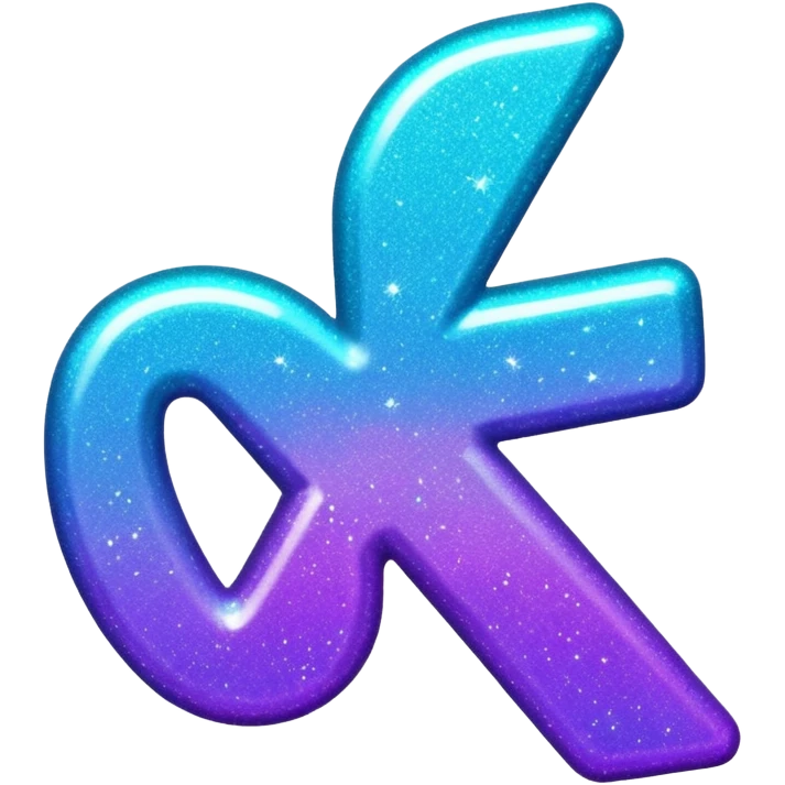 Glitter Purple and Cian plus symbol emoji