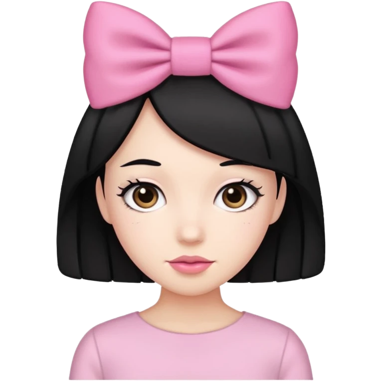 cabelo preto com laço rosa  emoji
