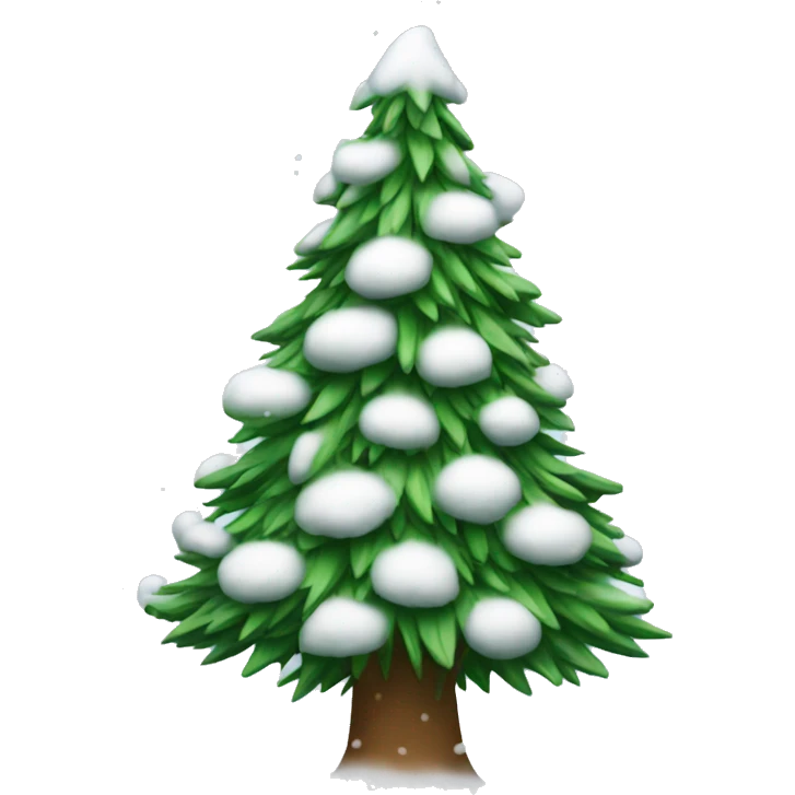 A snowy Christmas tree emoji