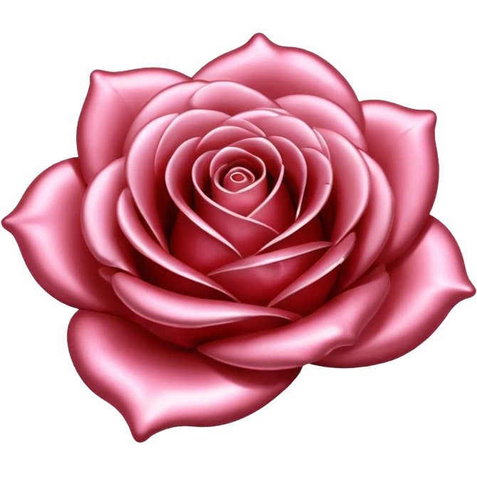 A rose emoji made of liquid silver metal minimalistic iOS emoji style, centered emoji