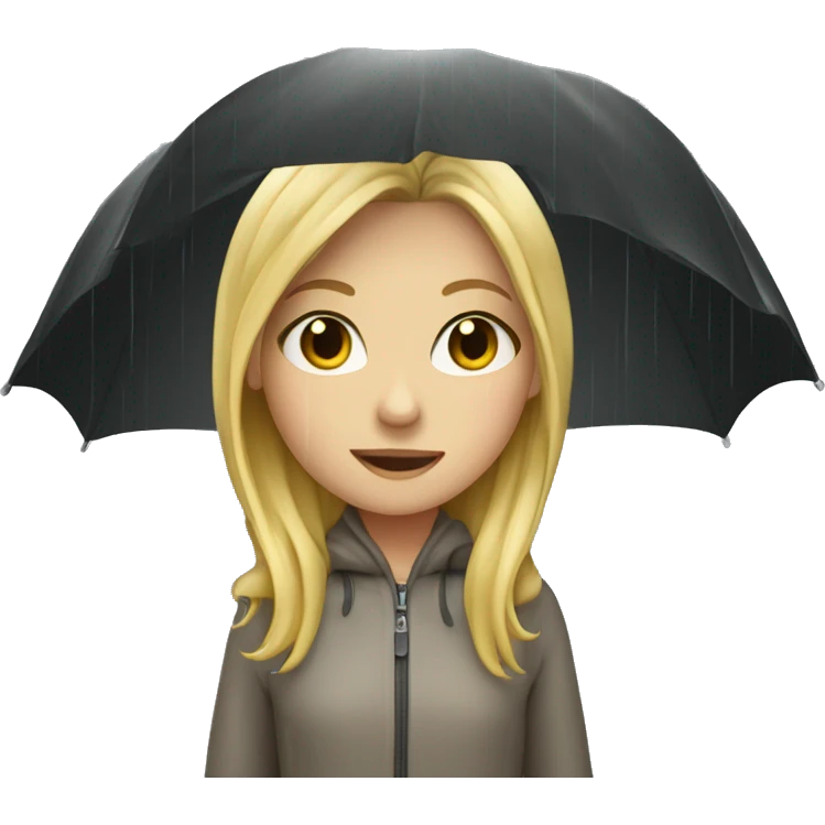 Blonde girl in the rain under an umbrella  emoji