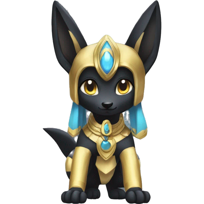Shiny Chibi Anubis-Umbreon-Lucario full body emoji