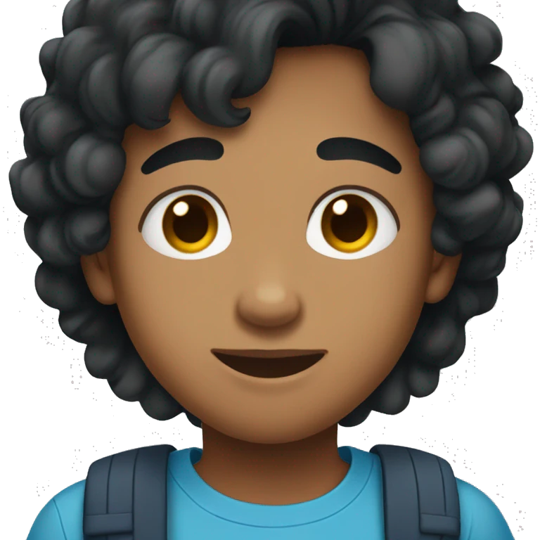 create sri lankan 14 year old boy with fluffy black hair and a blue shirt emoji