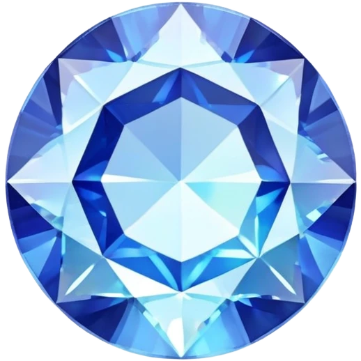 round cut light blue sapphire gemstone, faceted, with iridescent holographic shine and soft glow emoji