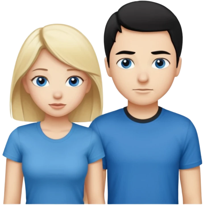 Pretty blonde girl with blue eyes bent over and guy with black hair standing behind her emoji