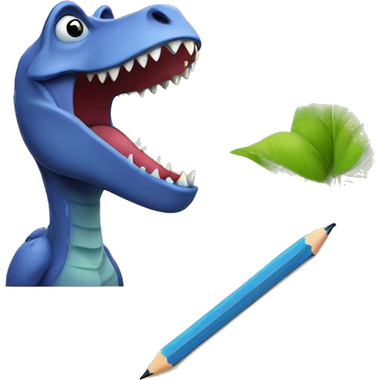 A dinosaur and a pencil emoji