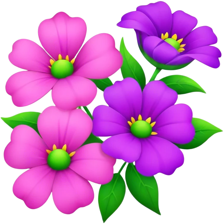 pink, green and purple flowers emoji