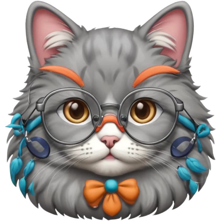 Gray cat with glasses emoji