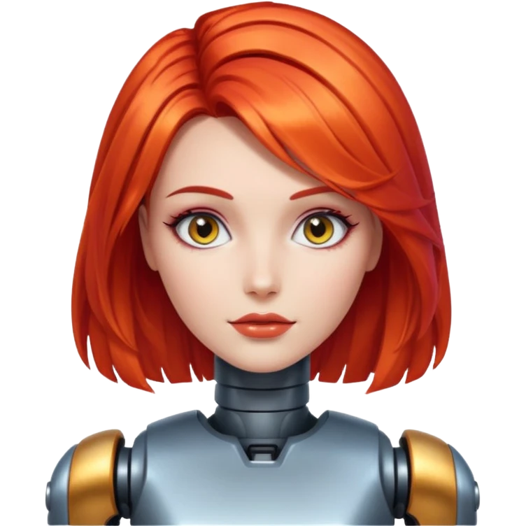 female vibrant hair color metalic robot face like last picture of the last one emoji