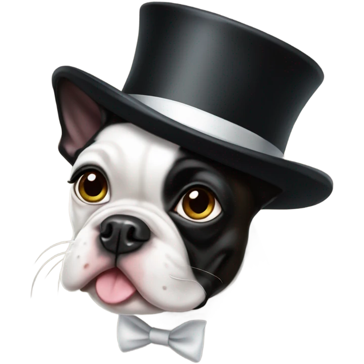 Boston terrier top hat emoji