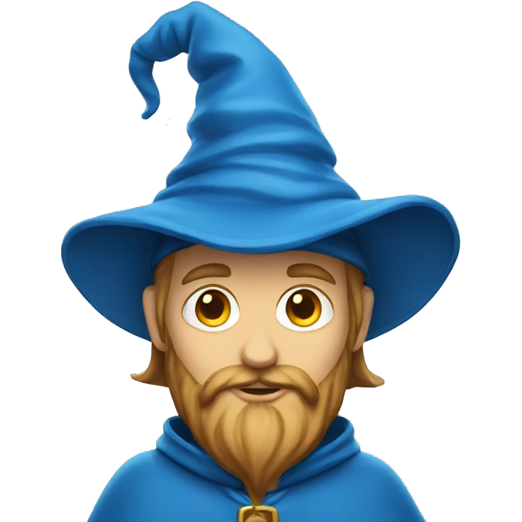 A wizard in a blue raincoat and a blue pointed hat emoji
