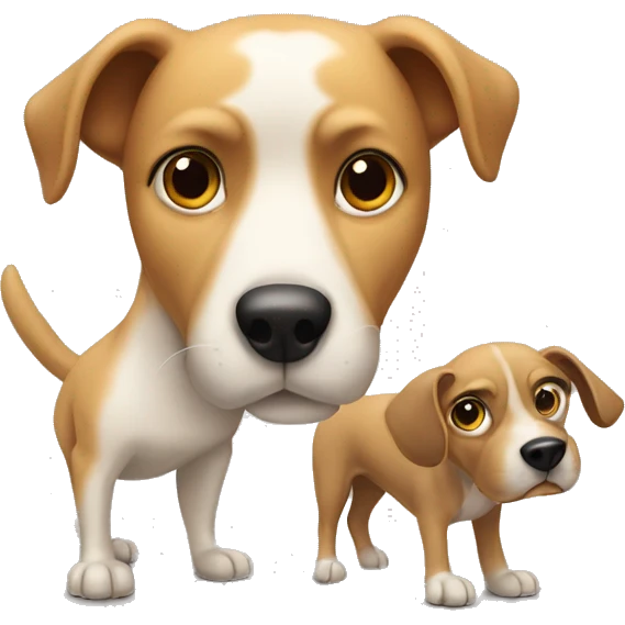 A dog sniffing another dog emoji