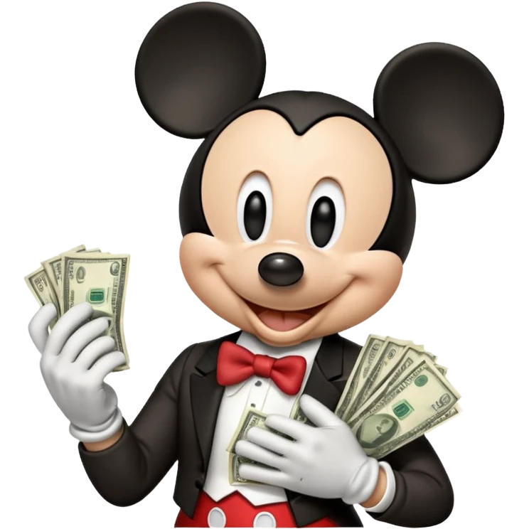 mickey mouse  with cash  emoji