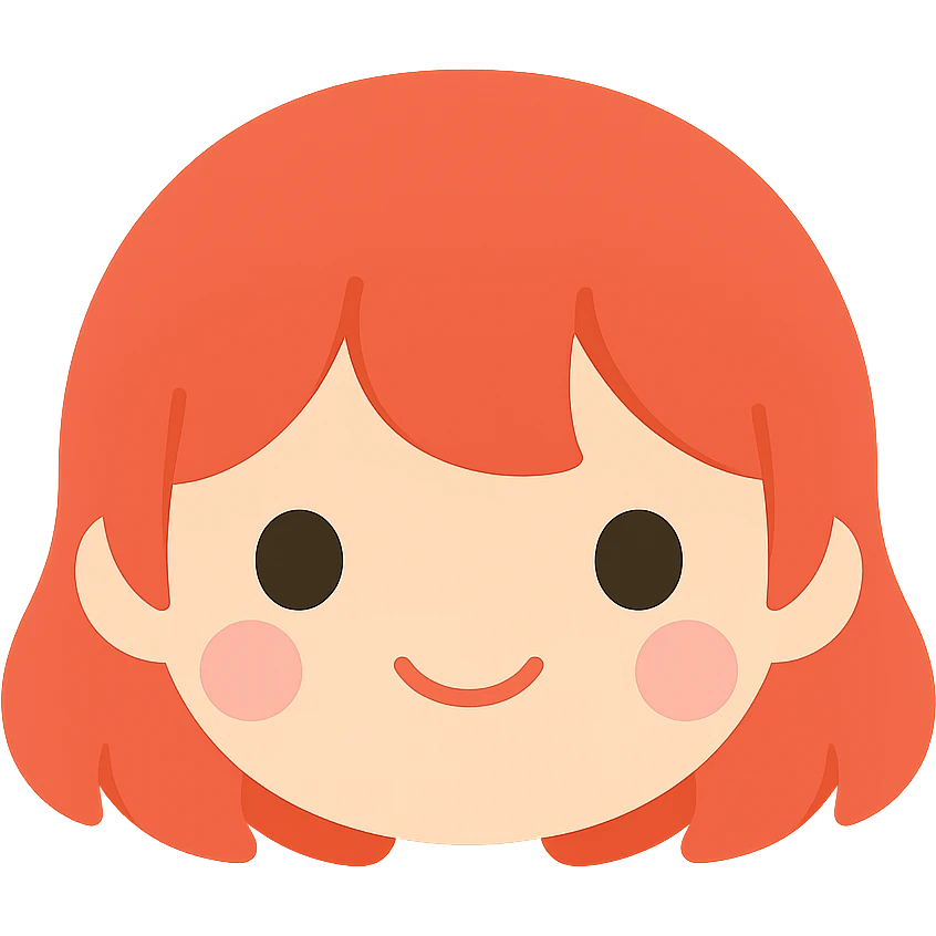 chibi character with red hair, cute expression emoji