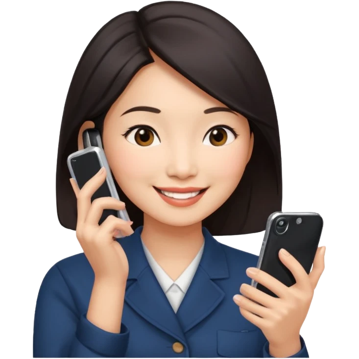 페르소나 요약 : 휴대폰을 보고 즐거워하는 여자, 40대의 아시아 여성이 한손으로만 휴대폰을 쥐고, 화면을 보면서 미소를 짓고 있어요. 시선은 휴대폰 화면으로 향하고 있어요. emoji