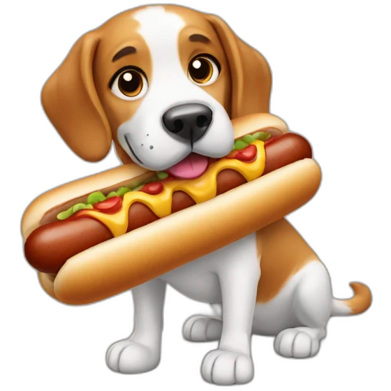 dog with a hotdog emoji