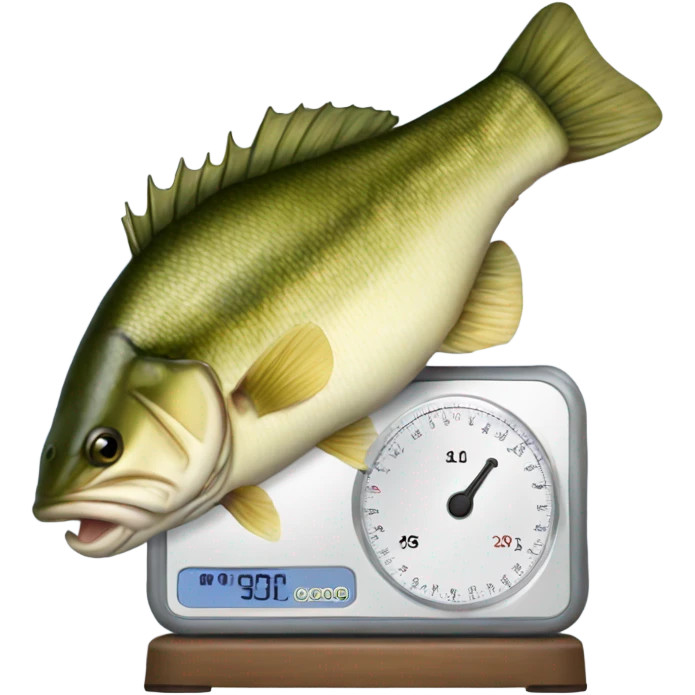 50 lb bass on scale emoji