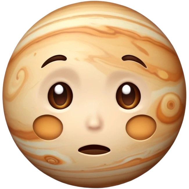 Jupiter planet with a cute sad face, teary eyes emoji