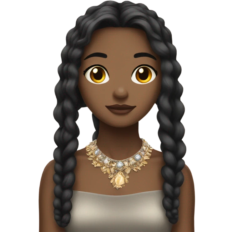 black-haired girl looking down at blonde girl with jewelry emoji