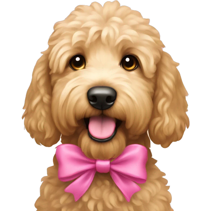 Goldendoodle with pink bow emoji