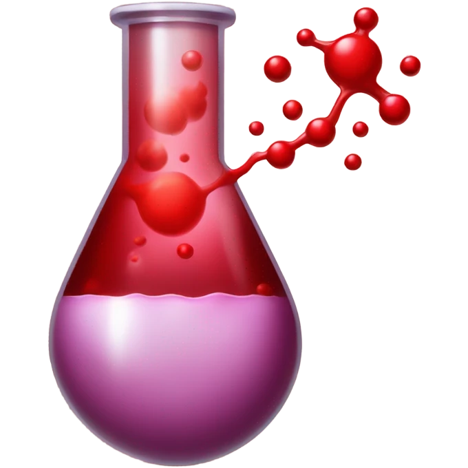 A chemical flask with blood inside and bubbles emoji