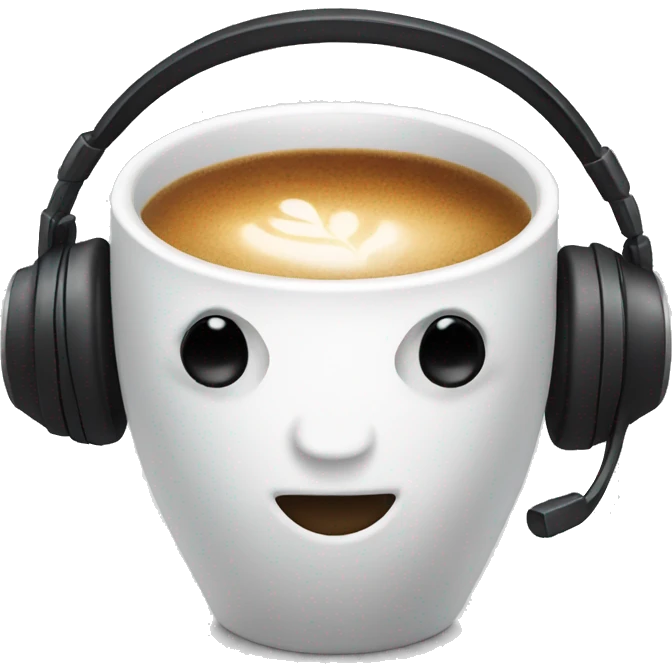 coffee cup with legs wearing headphones emoji