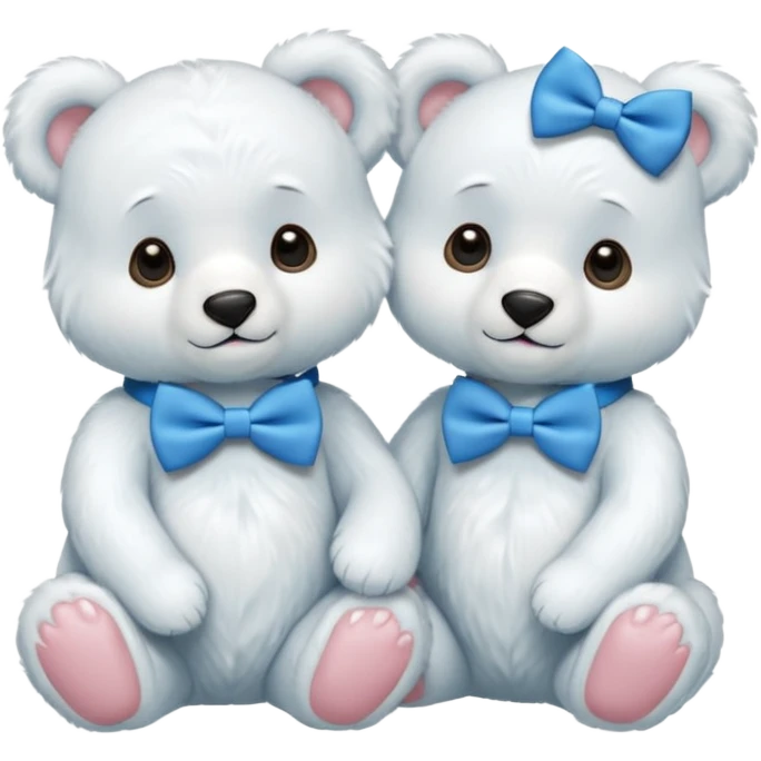 sweet same little white bears with blue bow tie sitting emoji