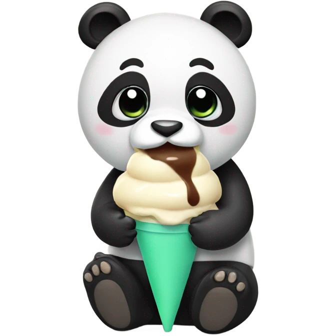 Panda eating ice cream emoji