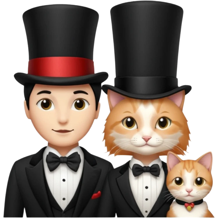 magician couple and their pet cat emoji
