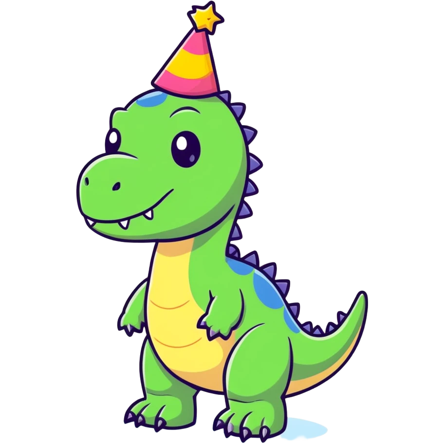  dino wearing a birthday hat  emoji