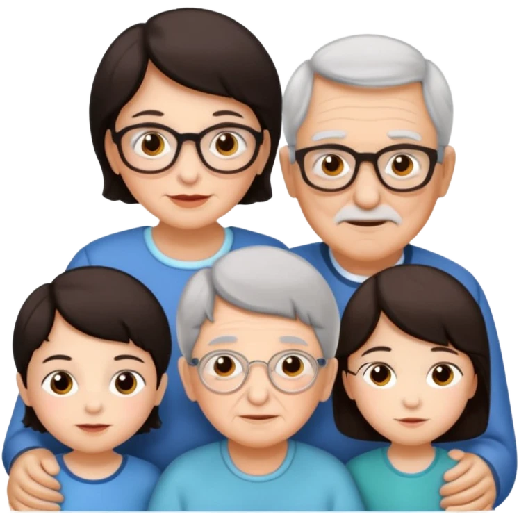 All white grandma and grandpa with 2 girls and 2 boys. The kids should have dark hair emoji