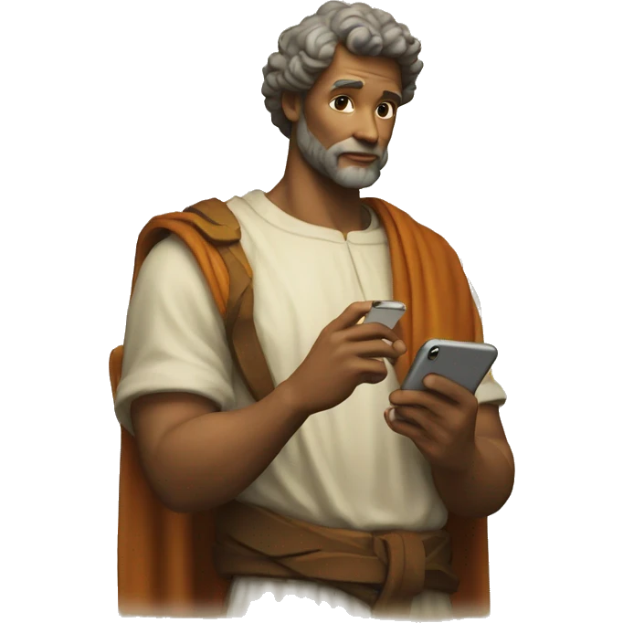michelangelo holding an iphone emoji