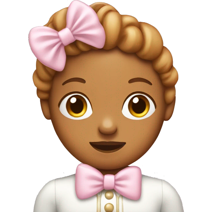 Pastel gingerbread girl in light pink bow emoji