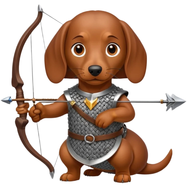 dachshund wearing chainmail with bow and arrow  emoji