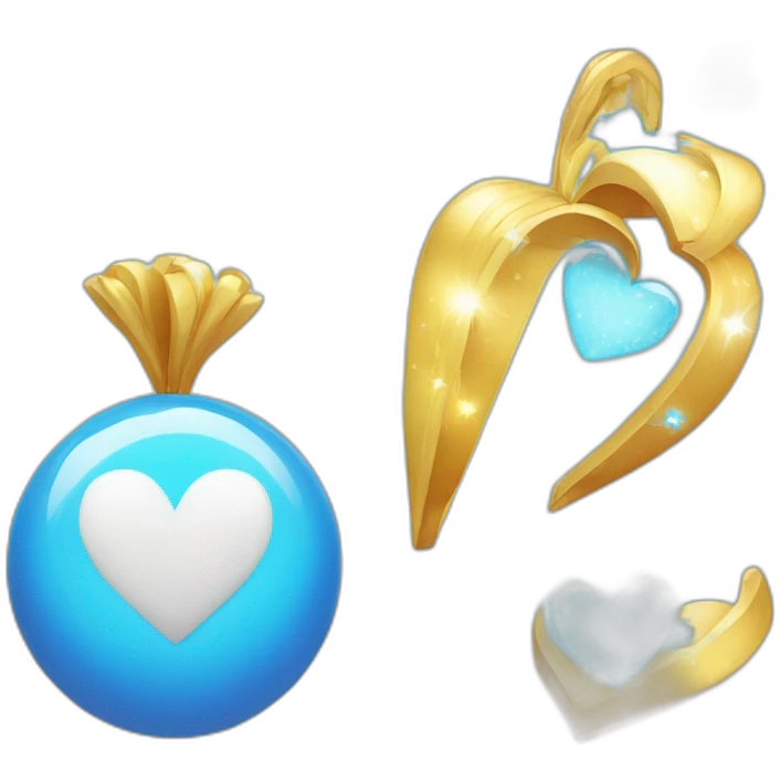 Emoji de un corazon celeste con brillitos emoji