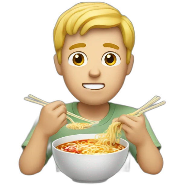 white man eating ramen emoji