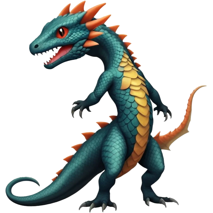  lush warm-colored Fakémon-Trico-Drakeon-Salandit-creature (full body) emoji