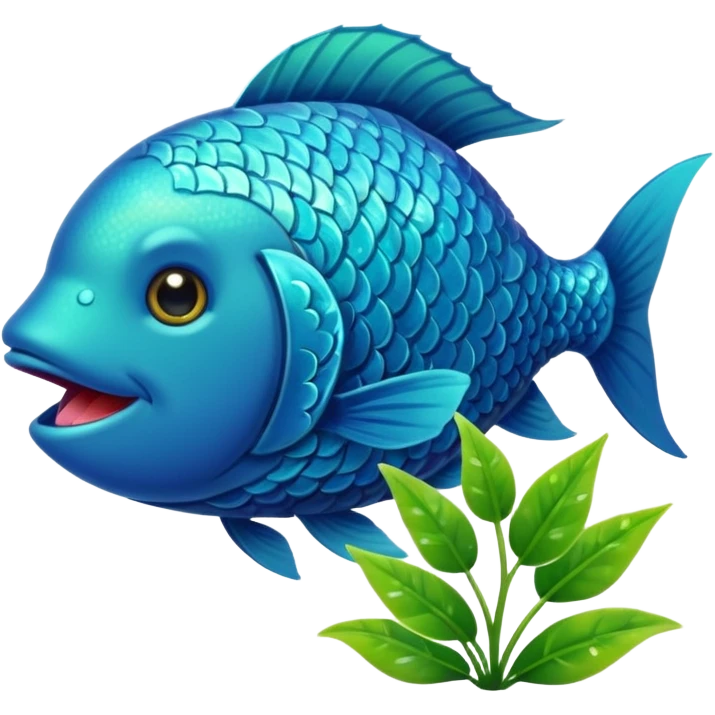 A fish holding a plant with its mouth emoji