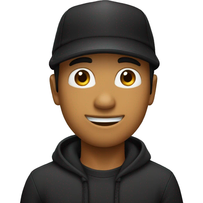 Un chico con un gorro negro puesto, pelo negro señalando con el dedo del medio emoji