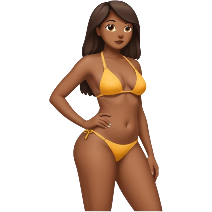 a slim thick black girl with a big butt wearing a bikini standing sideways emoji