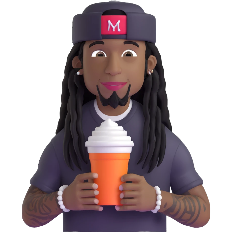 lil wayne holding a double styrofoam cup with one cup stacked inside another emoji