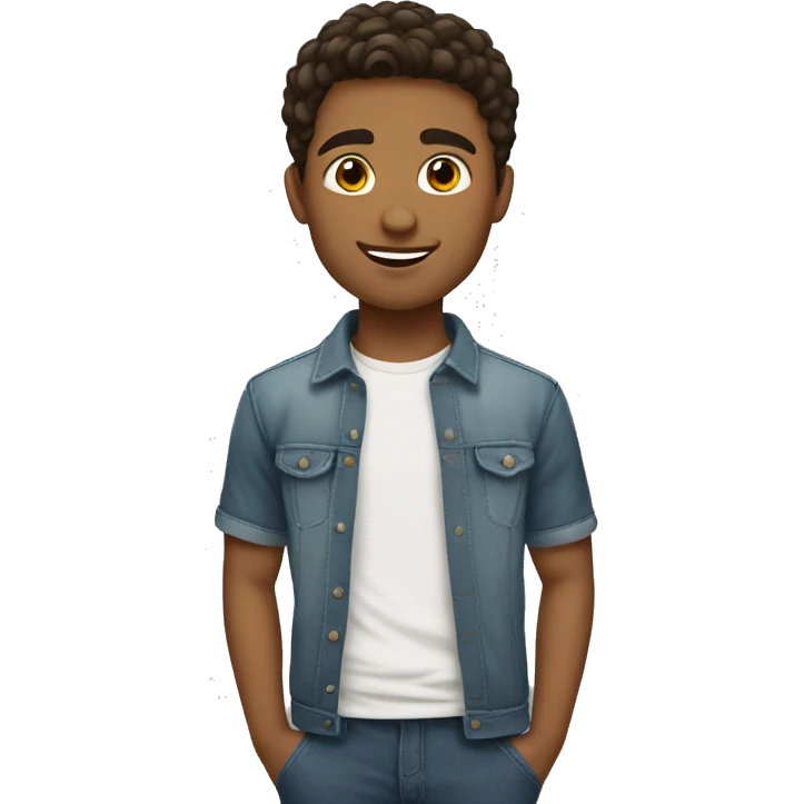 Brunette college boy short hair emoji