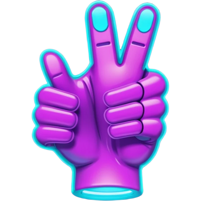 futuristic glowing thumbs up, neon purple and cyan light, dark background, digital tech style emoji