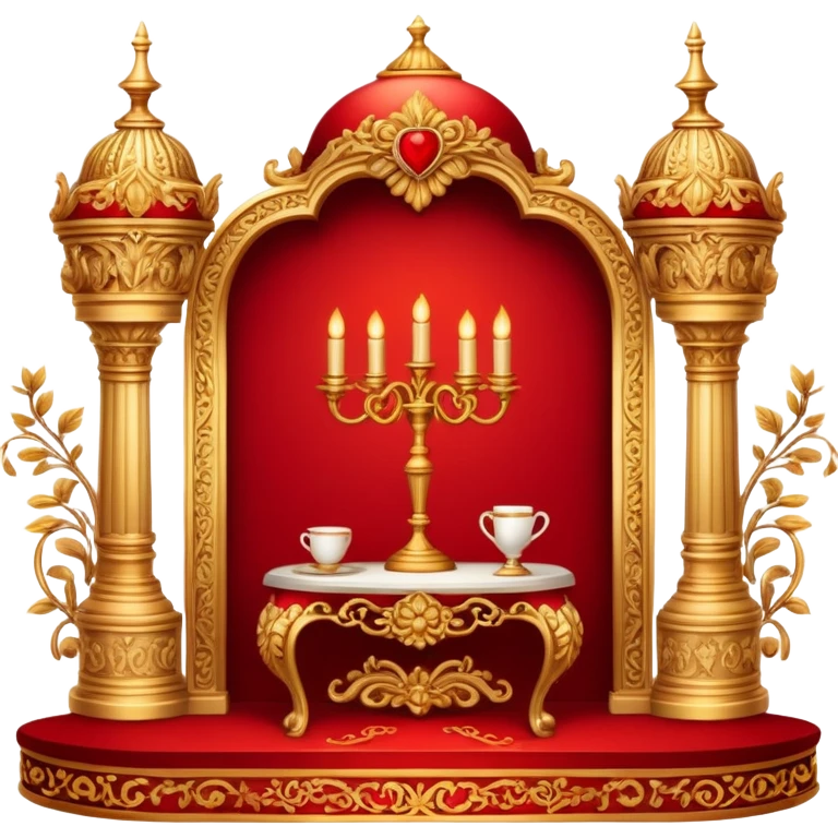 Red and gold romantic vintage aesthetic scene emoji