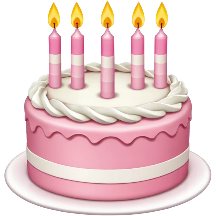 torta de cumpleaños rosa y blanca  linda  que tenga velitas emoji