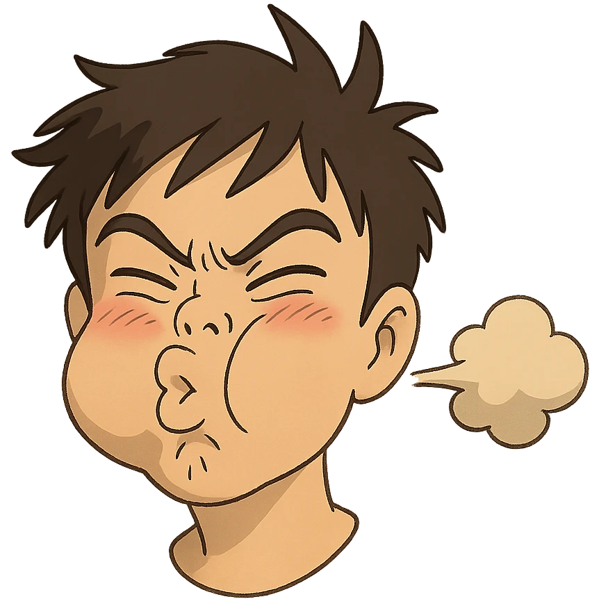 ghibli style farting face emoji