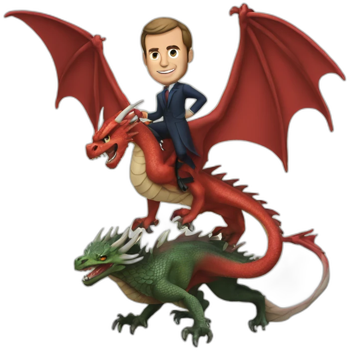 Macron sur un dragon emoji