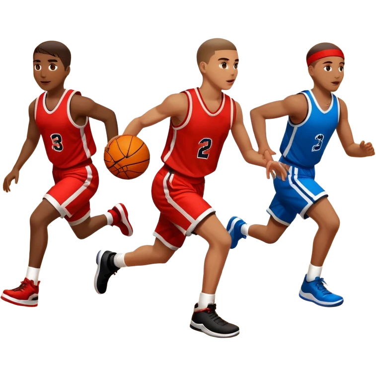 basketball game in motion in the ground with multiple players emoji