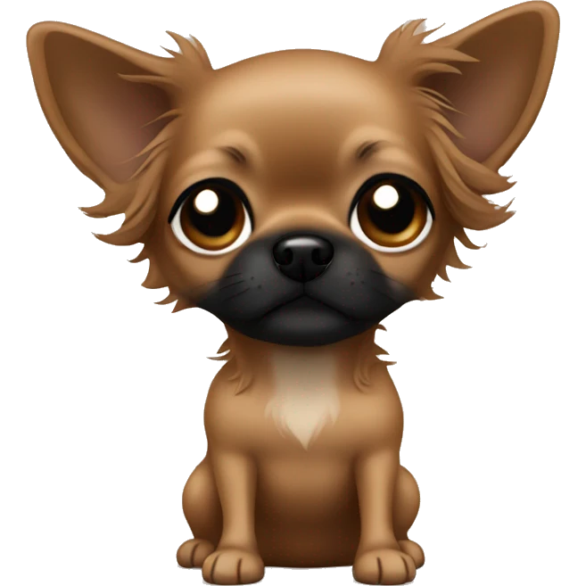 all brown long haired chihuahua with black muzzle emoji